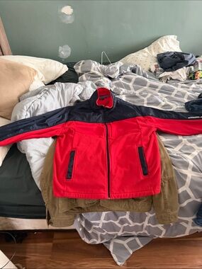 Nautica Red and Navy Colorblock Performance Jacket
